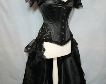 Long Bustle  and shrug set*BUSTLE*SHRUG*  One Of A Kind*Black* HALLOWEEN * Ready To Ship.   *Fits Any Size*