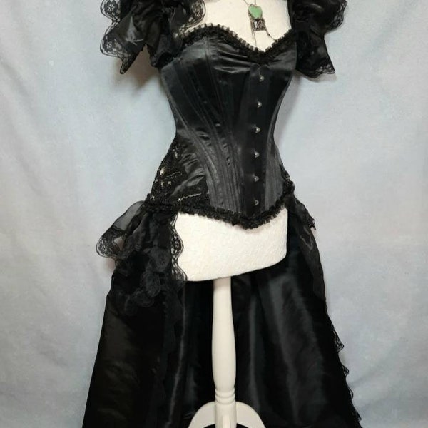 Long Bustle  and shrug set*BUSTLE*SHRUG*  One Of A Kind*Black* HALLOWEEN * Ready To Ship.   *Fits Any Size*
