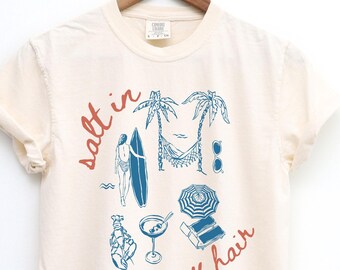 Salt In My Hair Graphic Tee: Comfort Colors Retro Surf Shirt