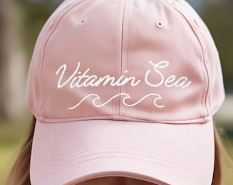 Vitamin Sea Embroidered Classic Dad Hat | Gift for Beach Lover | Coastal Baseball Cap | Summer Vacation Gift for Women | Beach bachelorette