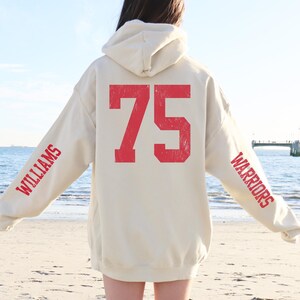 Custom number sweatshirt, baseball mom, football mama sweater, sports number, personalized game day, custom name, football high school team Red
