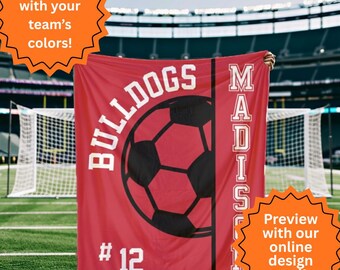 Soccer Blanket, Custom Soccer Senior Gift, Soccer Mom Blanket, Girls Boys Soccer Gift, Personalized Soccer Team Throw