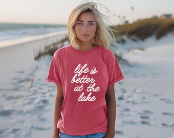 Lake Vibes Graphic Tee: Comfort Colors Women's Summer Vacation Shirt