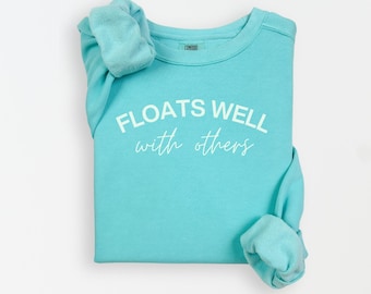 Elle flotte bien avec les autres - Couleurs confortables - Sweat-shirt ras du cou léger - Tenue d'été après la piscine du lac