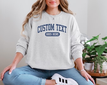 Anpassad tröja, retrotröja, anpassat citat, vintagetröja, collegebokstävertröja, vuxen, överdimensionerad, anpassad universitets-crewneck
