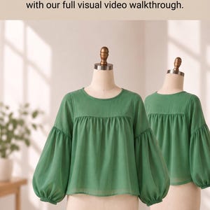 Gathered Yoke Blouse Pattern | Balloon Sleeve Sewing (PDF Download)