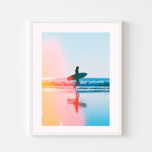Surf Girl Print – Surf Art Wall Decor, Boho Coastal Digital Download, Beach Poster for Surf-Inspired Rooms