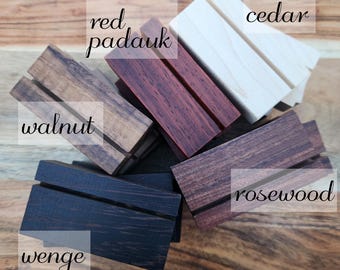 Handmade Wood Card Stand | Affirmation + Prayer Card Display | Choose from Wenge, Cedar, Rosewood, Padauk, Purpleheart or Walnut