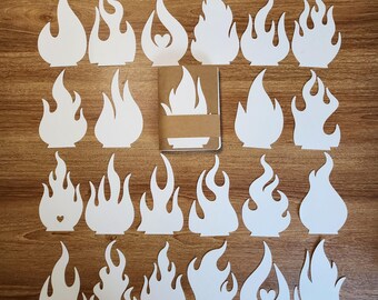 Conjunto de Refil de Cartões de Afirmação "Fogo Interior" | Escreva os Seus Próprios | Cartões em Branco com Chamas, Mini Diário, Complemento para Autocuidado