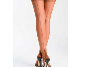 Calze di nylon con cucitura cubana – rame