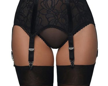 Reggicalze Vintage 6 Cinghie In Raso E Pizzo Floreale – Chiusure Metalliche – Taglie S-3XL (Nero, Bianco, Rosso) - 5