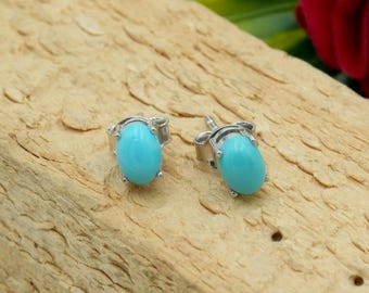 Turkoois 925 sterlingzilveren oorknopjes: ovale steen sierlijke sieraden
