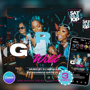 Flyer du club de l&#39;événement Girls Gone Wild du mercredi, Flyer du mercredi, Flyer des réseaux sociaux, Instagram, Facebook, modèle Canva