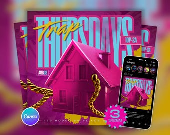 Trap Donnerstags Event Club Flyer, Nachtclub Flyer, Social Media Flyer, Instagram, Facebook, Canva Template
