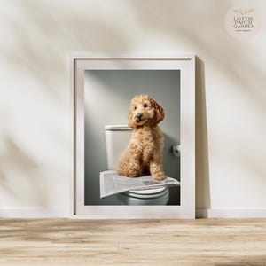 Funny Dog Bathroom Art | Goldendoodle Toilet Print | Cute Pet Wall Decor | Quirky Bathroom Poster | Dog Humor Art | Digital Download Print