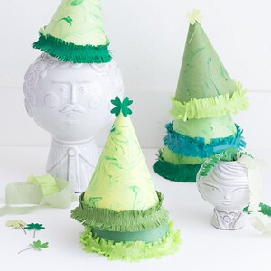 Marble Shamrock Party Hat, SVG & PDF Template image 1