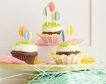 DIY Easter Egg Cupcake Toppers, SVG & PDF Template