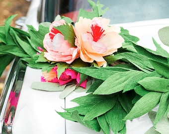 Peony Paper Flower Garland Swag, PDF Template