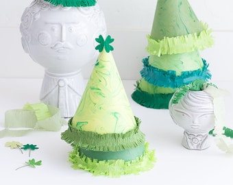 Marble Shamrock Party Hat, SVG & PDF Template