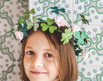 Shamrock Paper Flower Crown, SVG & PDF Template, St. Patrick's