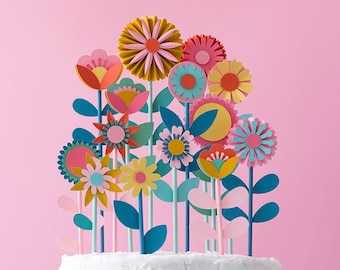 Paper Flower Cake Topper, SVG Template