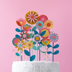 Paper Flower Cake Topper, SVG Template image 1