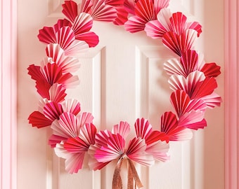 Accordion Paper Heart Wreath, PDF Printable