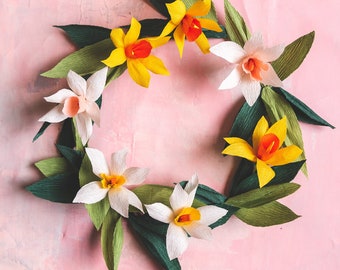 Paper Daffodil Wreath, PDF Template