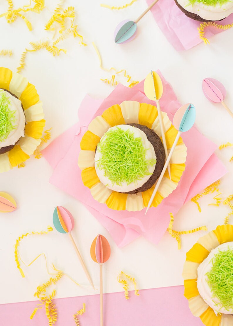 DIY Easter Egg Cupcake Toppers, SVG & PDF Template image 2