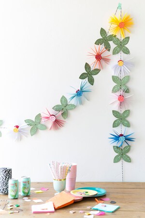 Guirlande Fleurs En Papier Sauvages - Décoration Anniversaire, Mariage, Printemps - Double Face