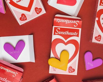 Conversation Heart Cookie Box, PDF Printable