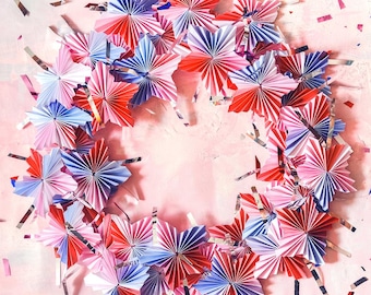 Accordion Paper Star Wreath, PDF Printable