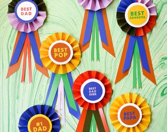 Father's Day Rosette Prize Ribbons, PDF Printable