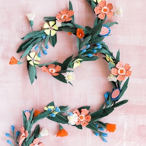 Summer Flower Garland, SVG & PDF Template image 1