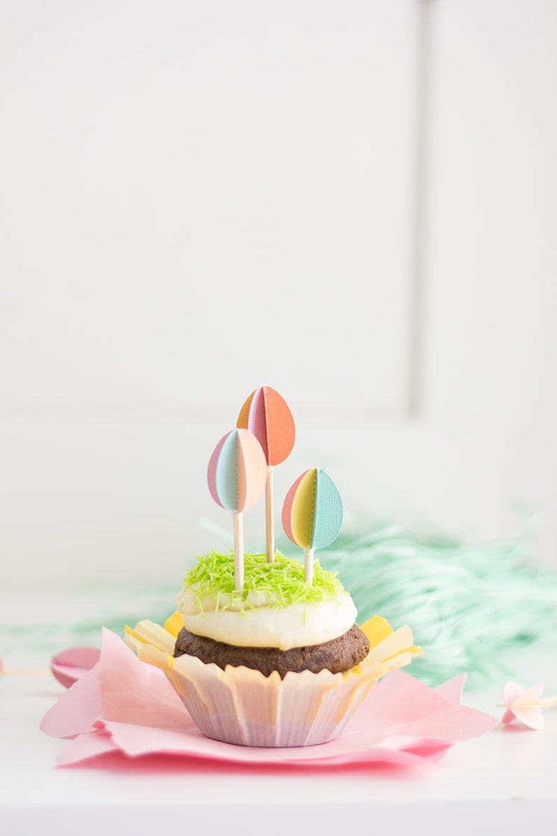 DIY Easter Egg Cupcake Toppers, SVG & PDF Template image 3