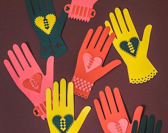 Hand in Heart Tokens, SVG & PDF Template