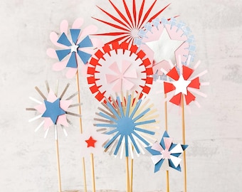 Paper Firework Cake Topper, SVG Template