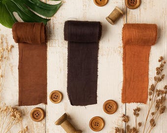 Extra brett sari-sidensband 60 nyanser, 3,5 tum | 9 cm återvunnet sidenband i små längder för bröllopsstyling, hantverk och presentinslagning