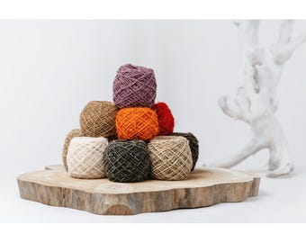 50g Hand Dyed Hemp Yarn – Hand Spun Rustic Hemp Fiber – Eco Yarn for Weaving, Crochet & Slow Craft