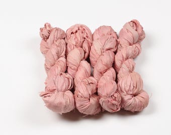 Cinta de seda sari rosa empolvado – 50 g para manualidades, envoltorios de regalo y tejido