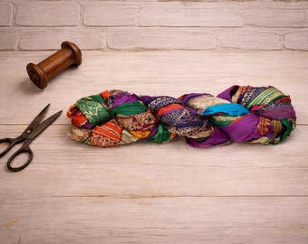 Zestaw wstążek z recyklingu do sari | Paski brokatu jedwabnego vintage | Wstążka do sari do rękodzieła, szycia i tworzenia biżuterii