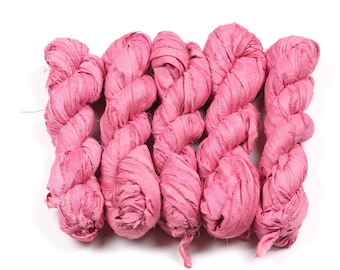 Cinta de seda rosa sari – 50 g para manualidades, envoltorios de regalo y tejido