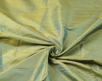 Tkanina jedwabna w kolorze Aqua Gold cięta na wymiar | Iridescent Dupion Luxury Fabric na sukienki, kostiumy i dekoracje
