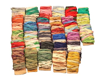 Cinta de seda sari multicolor en tiras pequeñas: cinta de seda reciclada para manualidades, bodas bohemias, envoltura de regalos, tejido y arte textil.