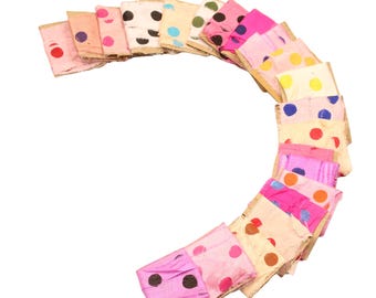 Pink Polka Dot Sari Silk Ribbon: Recycled Block Print Fabric