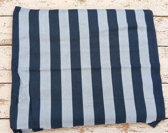 Navy and Light Blue Striped Cotton Fabric for Sewing and Home Decor