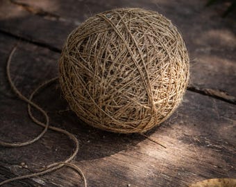 100g Hand-spun Hemp Yarn | Natural Plant Fiber  | Eco Friendly Rustic Yarn for Knitting, Weaving & Crochet