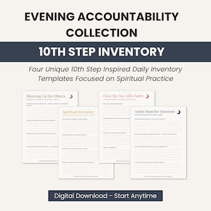 Diario de Reflexión Espiritual: Inventario del Décimo Paso (Digital + Imprimible, tamaño Carta/A4)