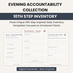 10th Step Inventory Inspired Worksheets | Emotional Clarity Bundle for Recovery (Printable + Digital in US Letter and A4)