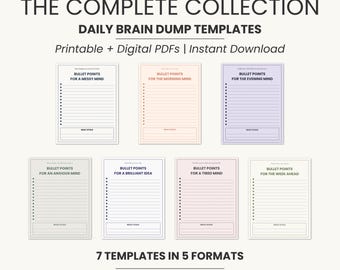 Brain Dump Printable Templates: Minimalist Journal PDF Bundle (5 Sizes Included)